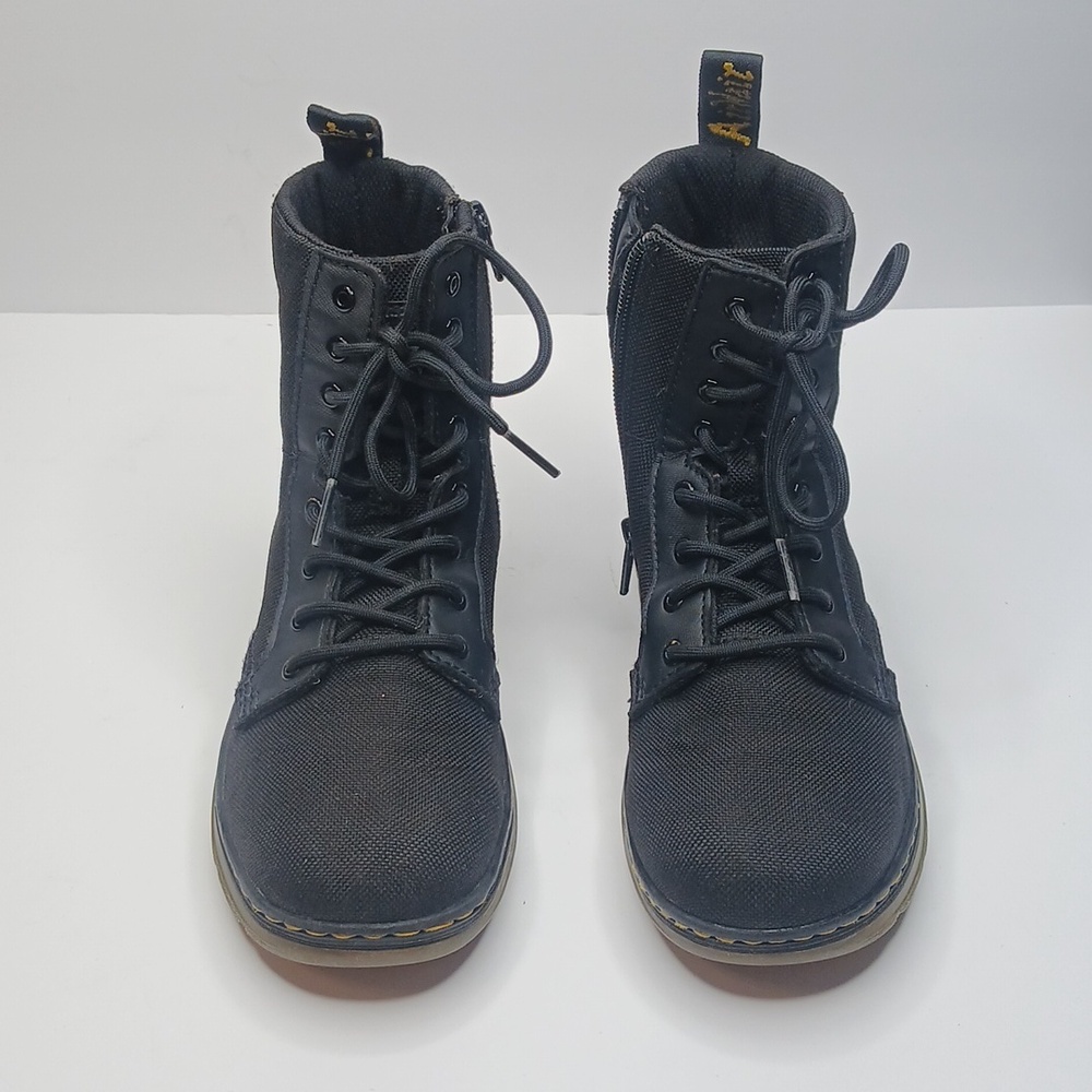 Dr. Martens Black 8 Eyelet Canvas Lace Up Combat Boots - Picture 2 of 8